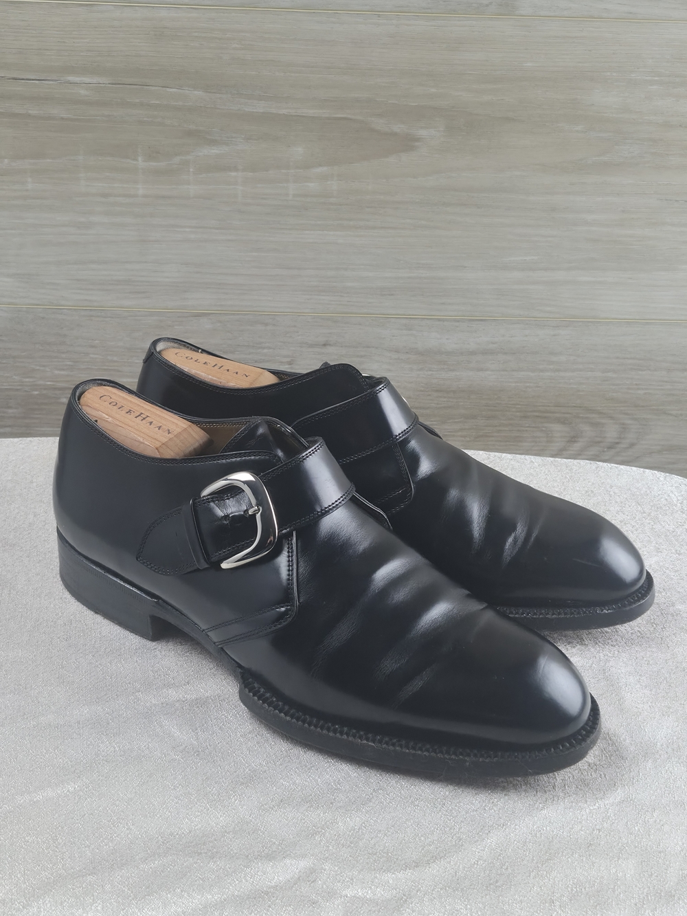 Cole Haan Black Leather Monk Strap Dress Shoes Men's Size 11 D Single Buckle - Picture 1 of 9